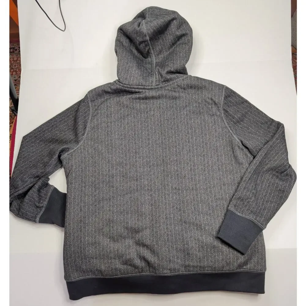 L.L Bean Charcoal Gray Herringbone Sherpa-lined Full Zip Hoodie Jacket XL 506085